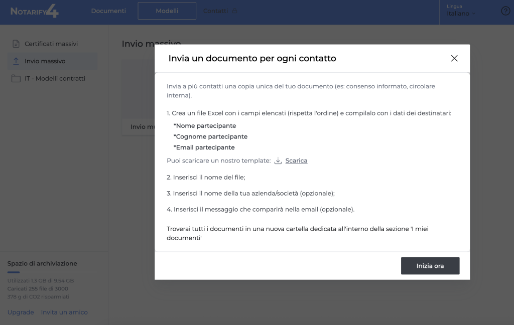 Notarify4 Invio massivo